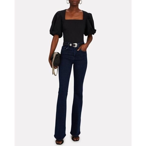 NWT FRAME Le One Flare High Rise Stretch Denim Jeans In Keller Blue Size 2 - Picture 8 of 11